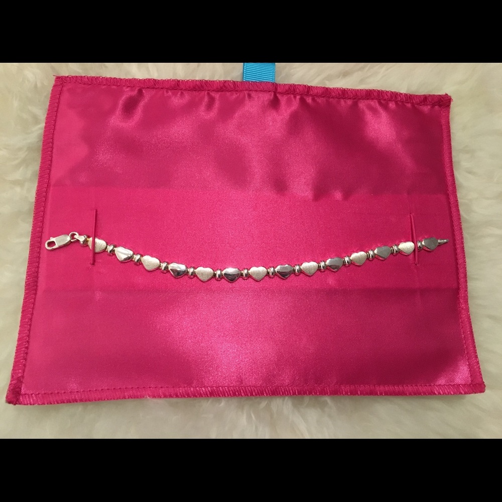 Sterling Silver Heart Tennis Bracelet 7.5”